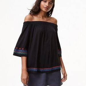 LOFT Off the Shoulder Embroidered Top